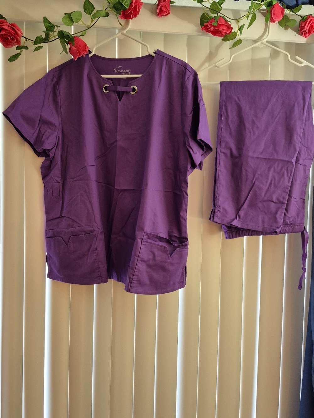 2XL SET Butter Soft Purple Scrub Top & Matching Pants. NEW W/O TAGS!